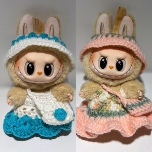 [BUNDLE OF 2] Labubu Handmade Custom Have a Seat Clothes Dress Hat Purse Set